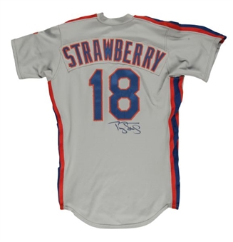 1986 Darryl Strawberry Game Worn and Signed New York Mets Road Jersey (World Series Champs)